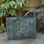 Sac à main Alba bleu en raphia fait à la main - OQENA