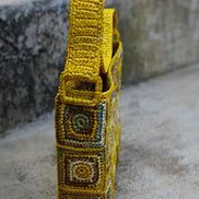 Sac à main Alba jaune en raphia fait à la main - OQENA