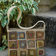 Sac à main Alba multicolore en raphia fait à la main - OQENA