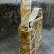 Sac à main Alba multicolore en raphia fait à la main - OQENA