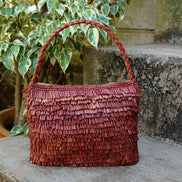 Sac à main en raphia fait à la main - Erizo rouge - OQENA