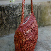 Sac à main en raphia fait à la main - Erizo rouge - OQENA