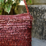 Sac à main en raphia fait à la main - Erizo rouge - OQENA