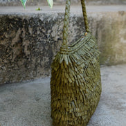 Sac à main en raphia fait à la main - Erizo vert - OQENA