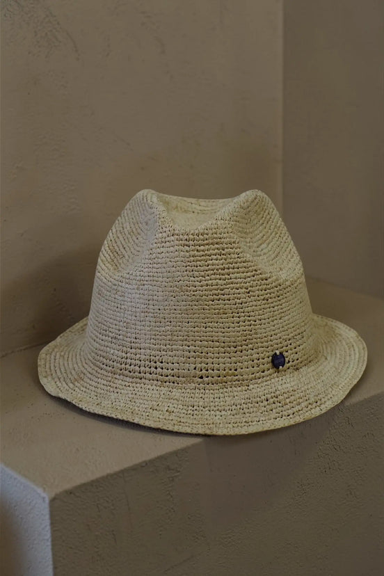 Mena raffia panama-style hat