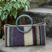 Sac à main Noon bleu en raphia fait à la main - OQENA