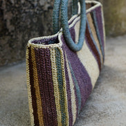 Sac à main Noon bleu en raphia fait à la main - OQENA