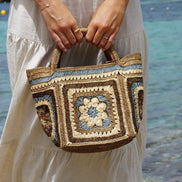 Sac à main Gracia bleu en raphia fait à la main - OQENA