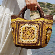 Sac à main Gracia jaune en raphia fait à la main - OQENA
