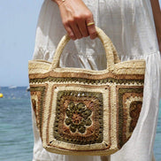 Sac à main Gracia vert en raphia fait à la main - OQENA