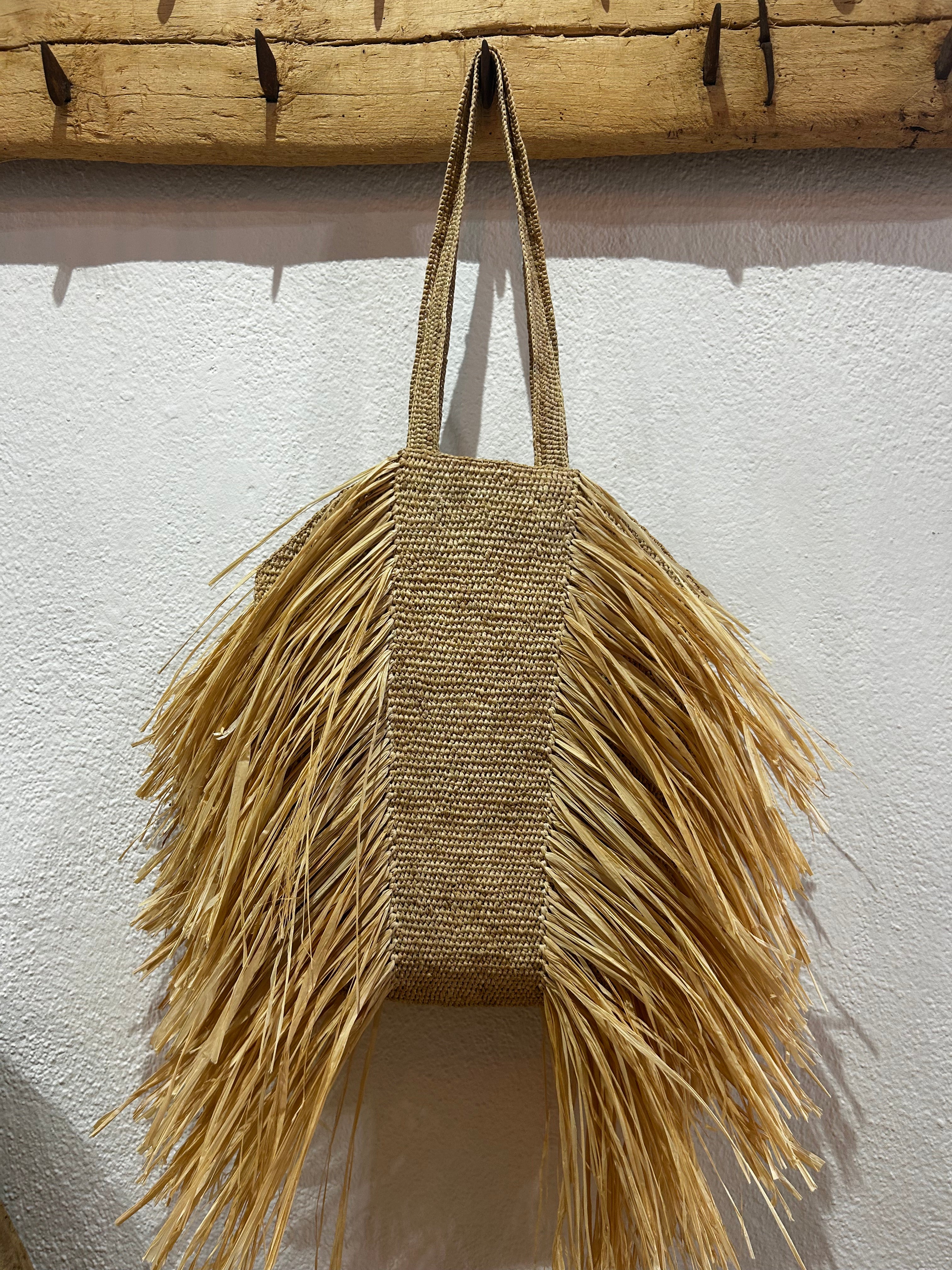 Large Spirit raffia tote bag
