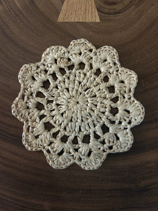 Irta dessous de verre en raphia