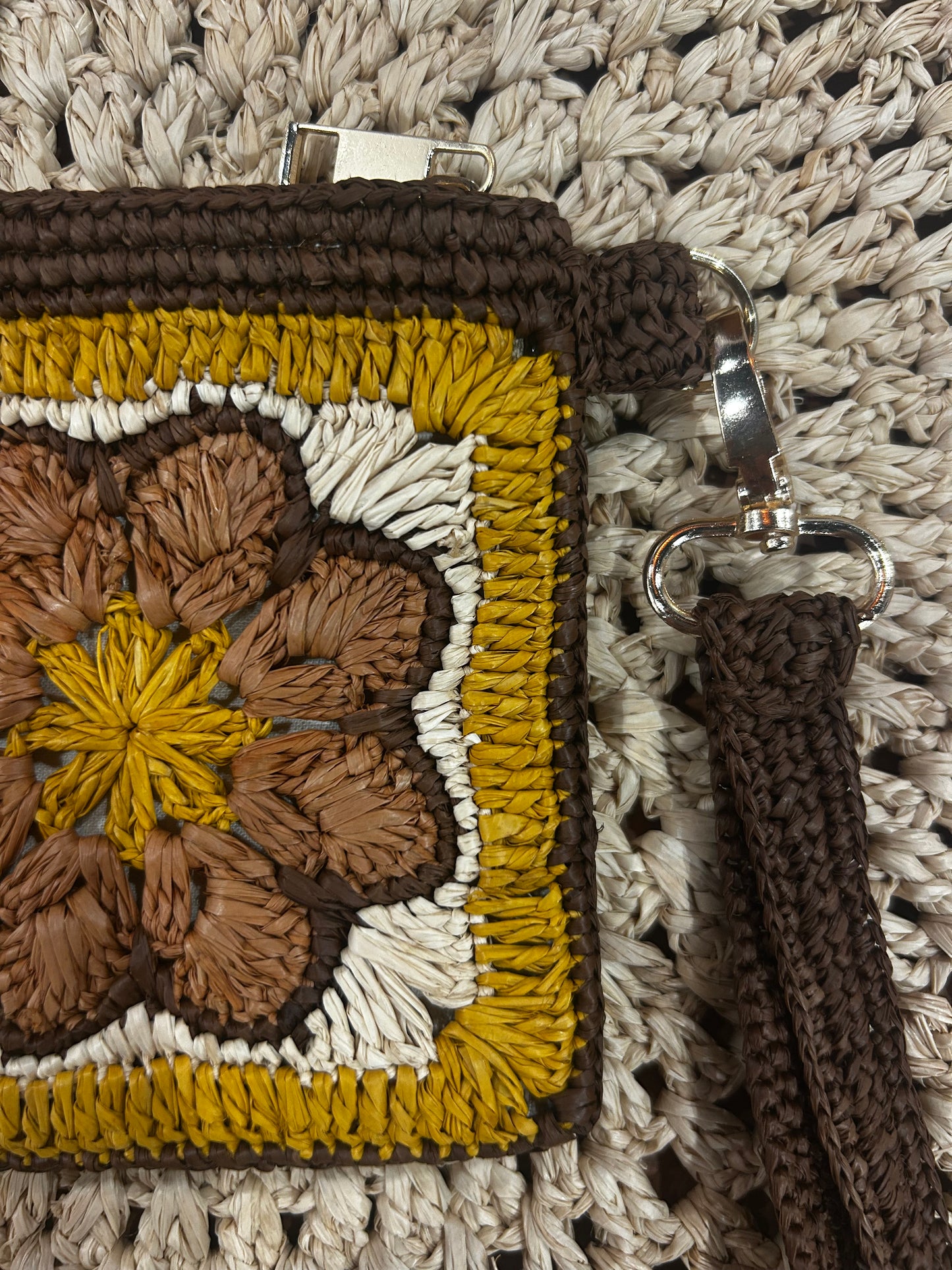 Amapola bolso de mano de rafia